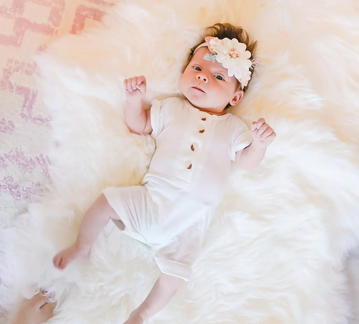Baby Romper - Knit Romper - Infant Romper - Baby Clothes for Girls and Boys in NB - 3 mo White - Onesies photo
