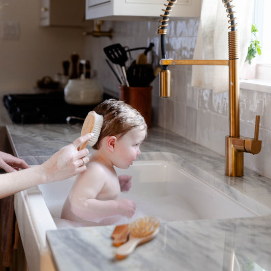 Natemia Wooden Baby Hair Brush Set (3 Piece) in - Brushes photo