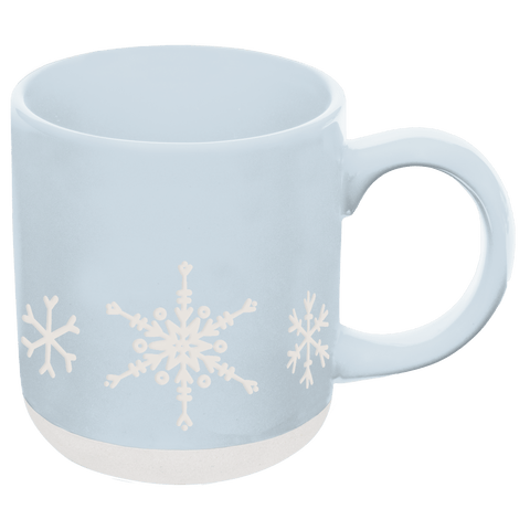 Snowflakes 14oz. Blue Stoneware Coffee Mug in - Coffee Mugs photo