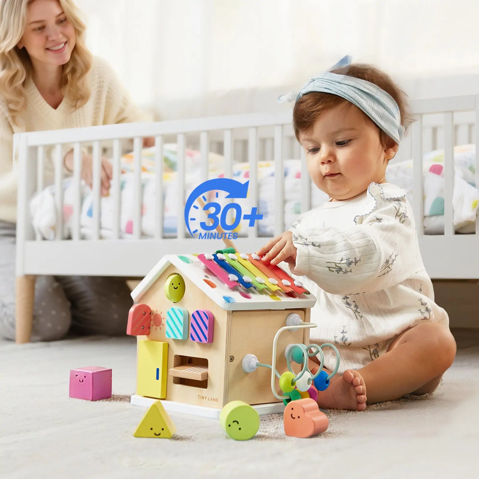 Tiny Land® Cottage Activity Cube - Rainbow in - wooden toys photo