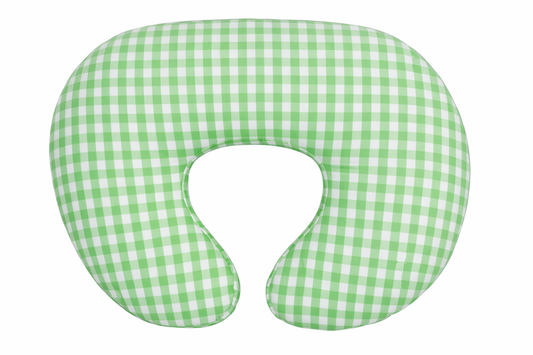 Green Gingham Nursing Pillow Cover in - photo