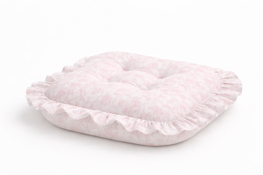 Pink Chinoiserie Ruffle Baby Lounger Cover in - photo