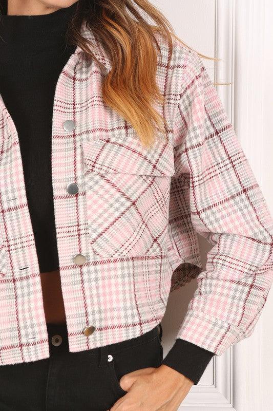 LILOU Plaid Crop Jacket