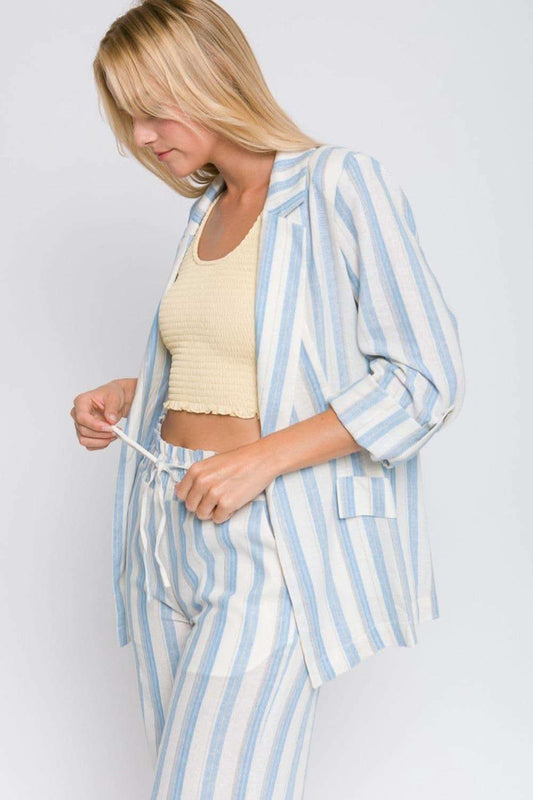 Love Tree Linen Woven Striped Blazer in - Jackets photo