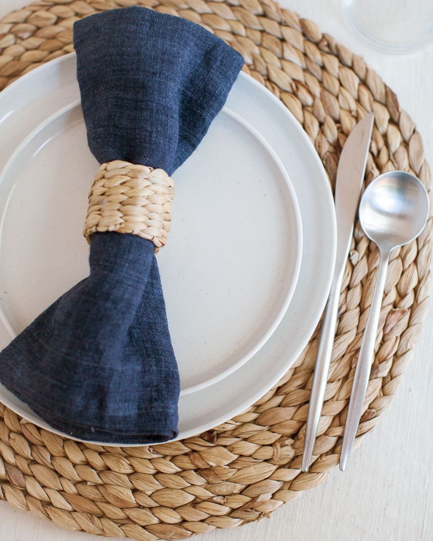 Stone Washed Linen Dinner Napkins in Navy - Cloth Napkins photo