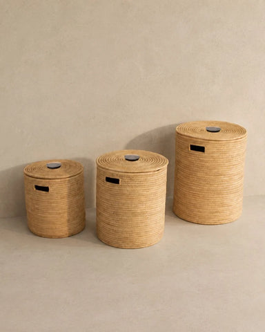 Malawi Floor Baskets with Wooden Handle