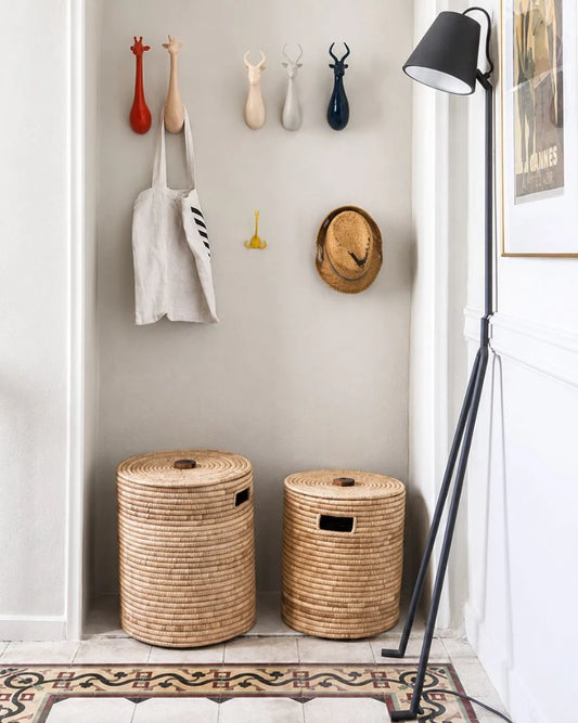 Malawi Floor Baskets with Wooden Handle in Medium - photo
