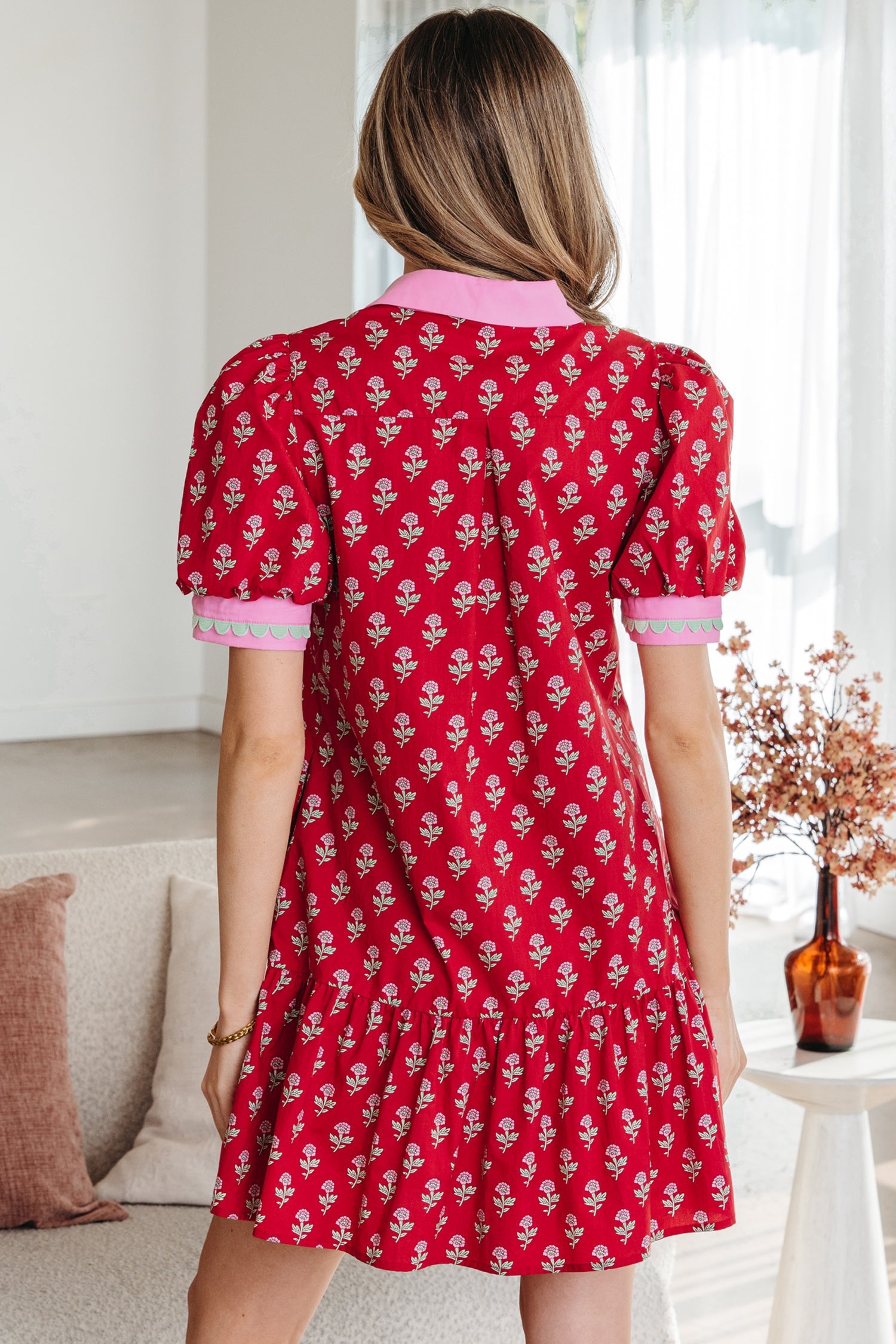 Amina Bubble Sleeve Mini Dress in - Floral Dresses photo