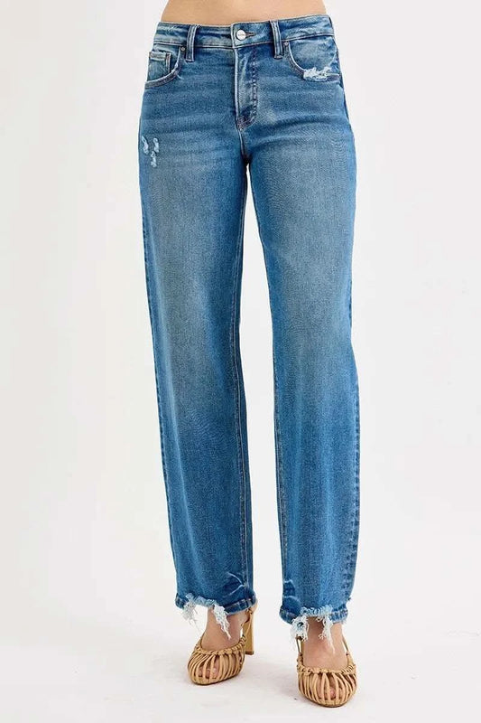 RISEN Full Size Mid Rise Baggy Jeans Plus Size in DARK - photo