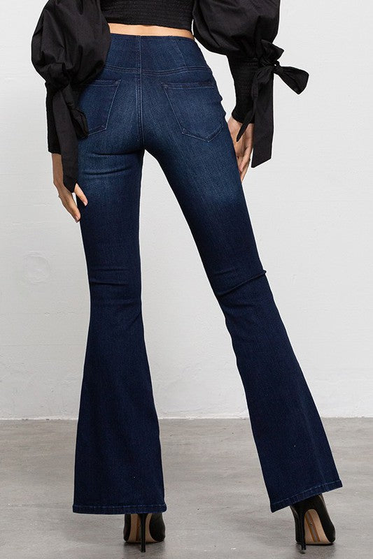 MID-RISE BANDED WIDER FLARE JEANS in - photo