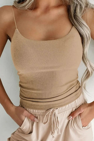 Ribbed Scoop Neck Cami - SwagglyLife Home & Fashion
