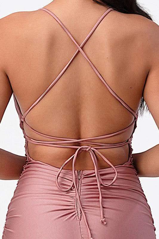 LA SCALA Back Lace Up Mermaid Dress With Waist Shirring in - Dresses photo
