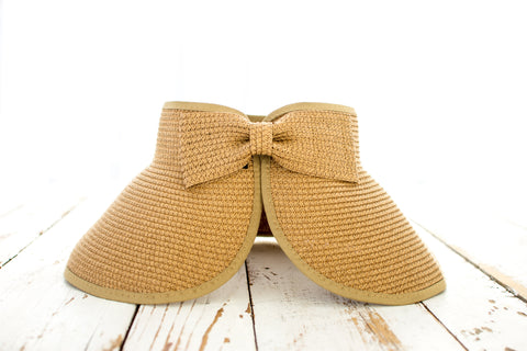 Foldable Wide Brim Bow Visor in Khaki - Sun Visor photo