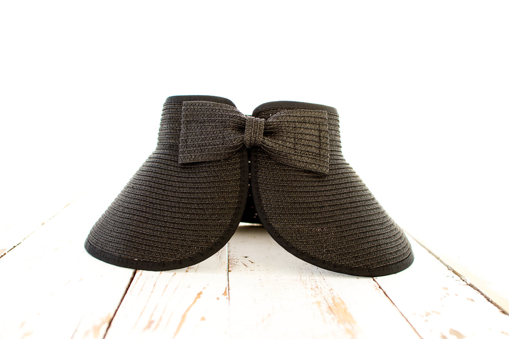 Foldable Wide Brim Bow Visor in Black - Sun Visor photo