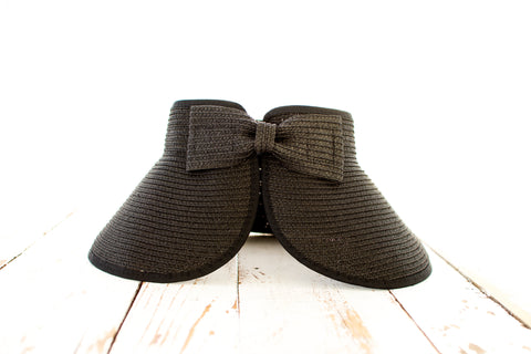 Foldable Wide Brim Bow Visor in Black - Sun Visor photo