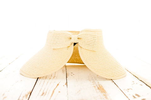 Foldable Wide Brim Bow Visor in Straw - Sun Visor photo