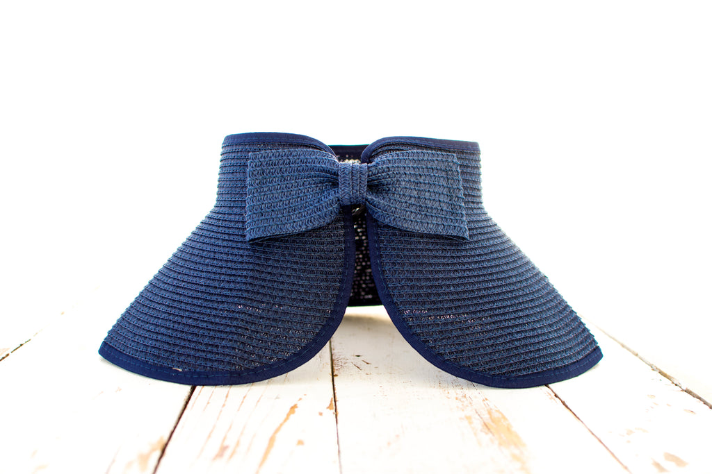 Foldable Wide Brim Bow Visor in Navy - Sun Visor photo
