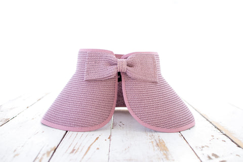 Foldable Wide Brim Bow Visor in Vintage Plum - Sun Visor photo