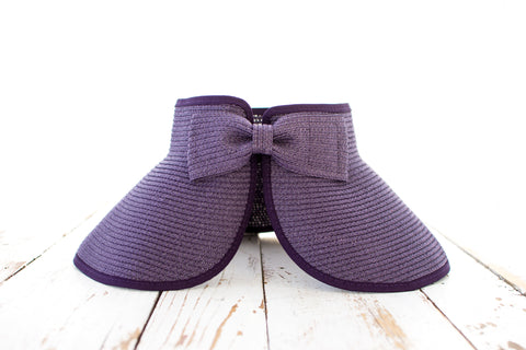 Foldable Wide Brim Bow Visor in Purple - Sun Visor photo