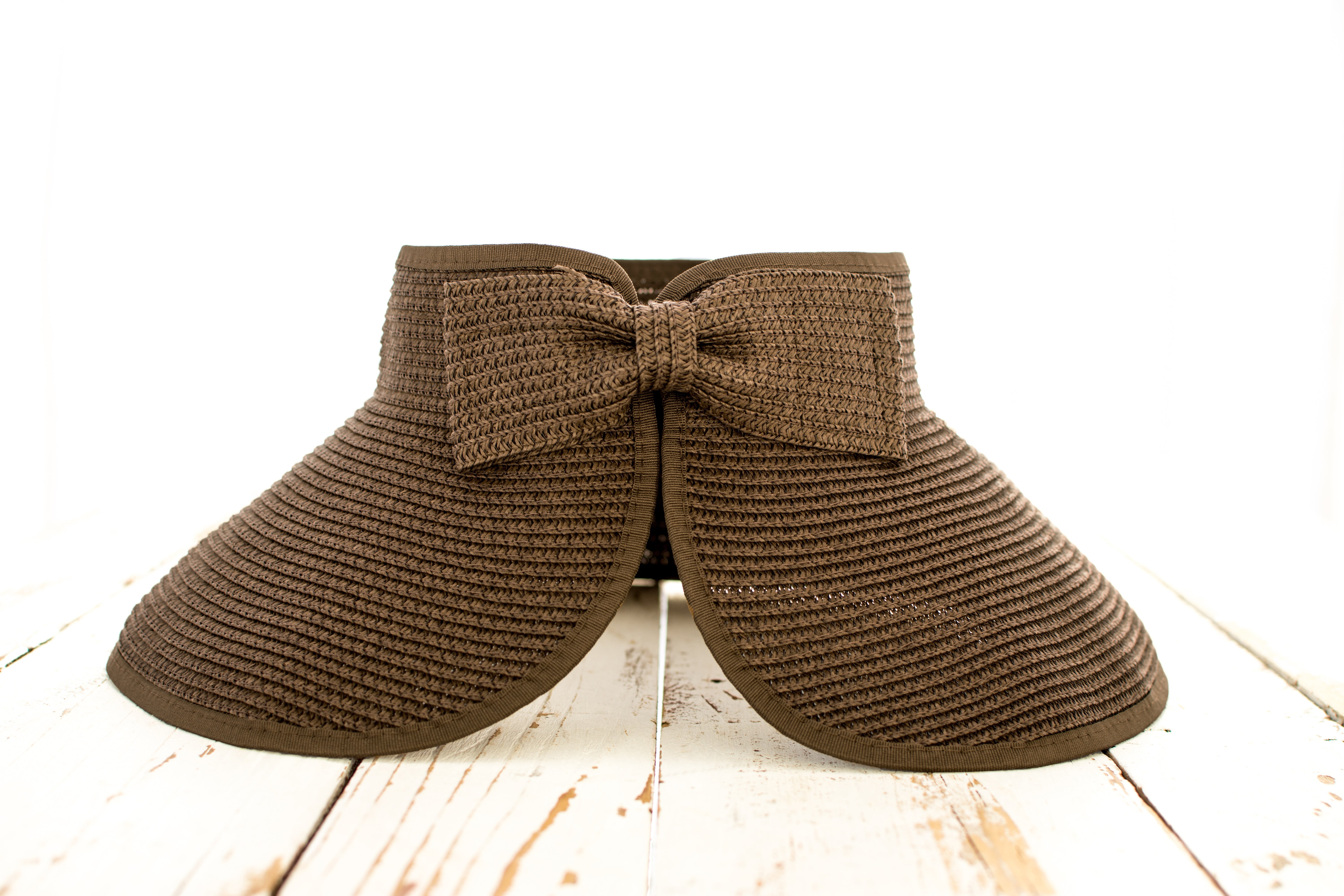 Foldable Wide Brim Bow Visor in Mocha - Sun Visor photo