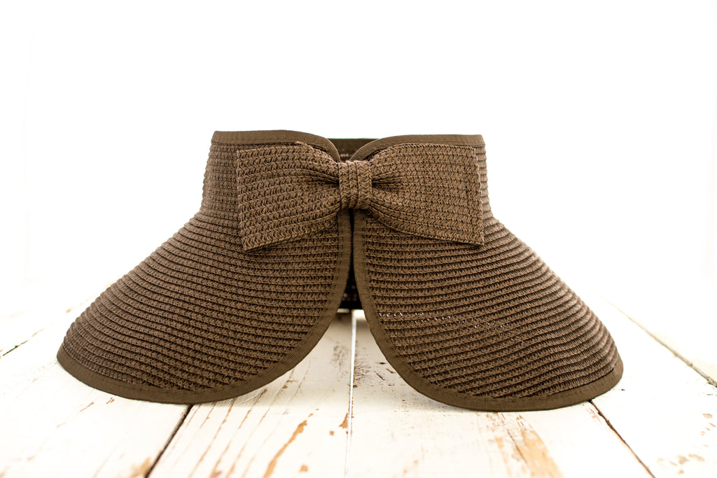 Foldable Wide Brim Bow Visor in Mocha - Sun Visor photo