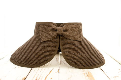Foldable Wide Brim Bow Visor in Mocha - Sun Visor photo