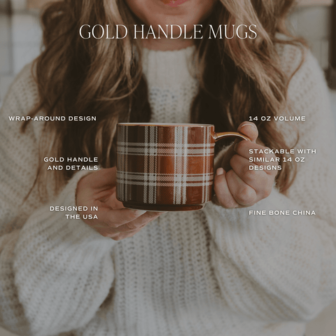 Gold Leaves 14oz. Gold Handle Coffee Mug - SwagglyLife Home & Fashion