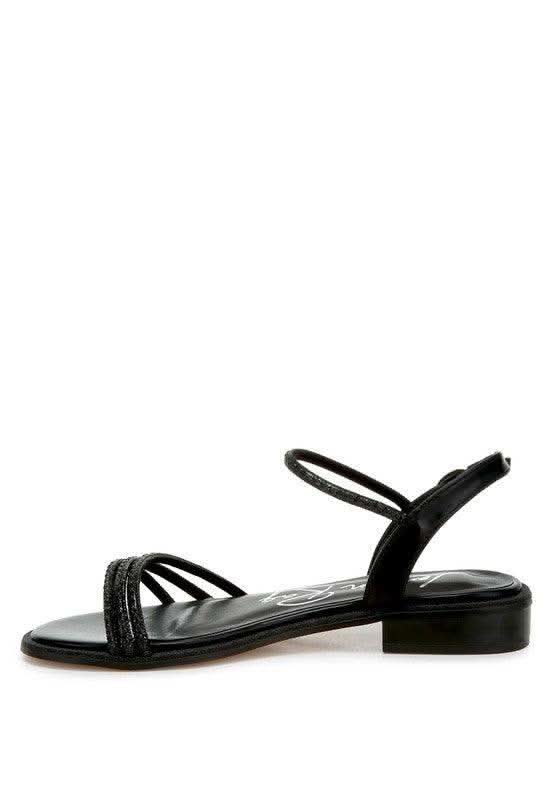 Nobbity Rhinestone Pearl Detail Flat Sandals - SwagglyLife Home & Fashion