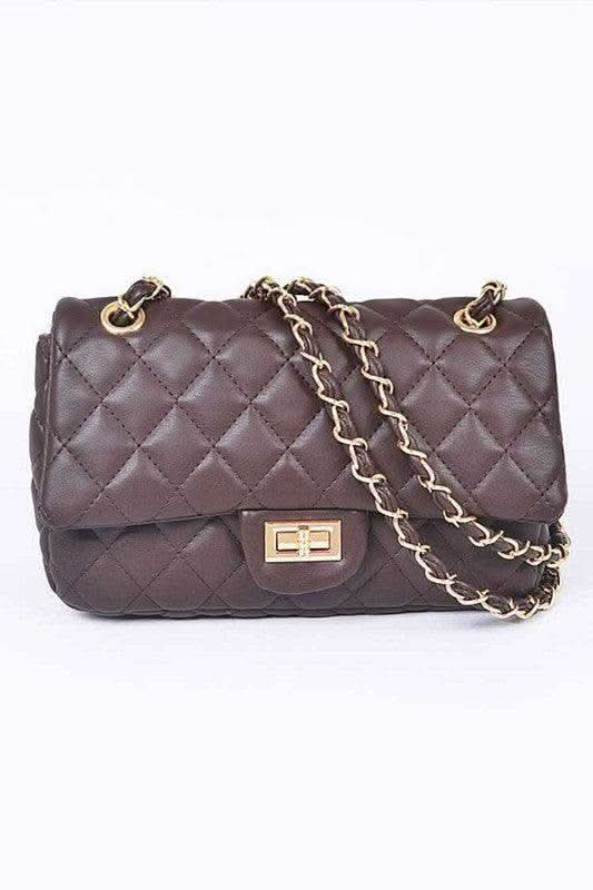 Quilted Turn Lock Convertible Shoulder Bag - SwagglyLife Home & Fashion