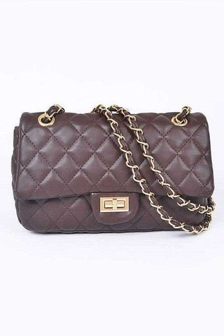 Quilted Turn Lock Convertible Shoulder Bag - SwagglyLife Home & Fashion