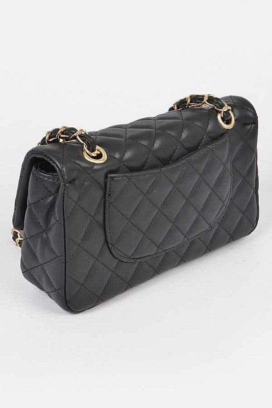 Quilted Turn Lock Convertible Shoulder Bag - SwagglyLife Home & Fashion