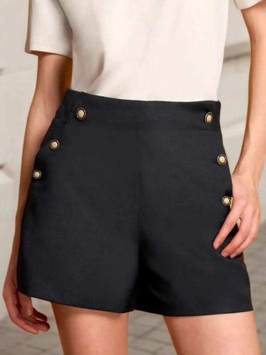 High-Waisted Shorts in Black - photo
