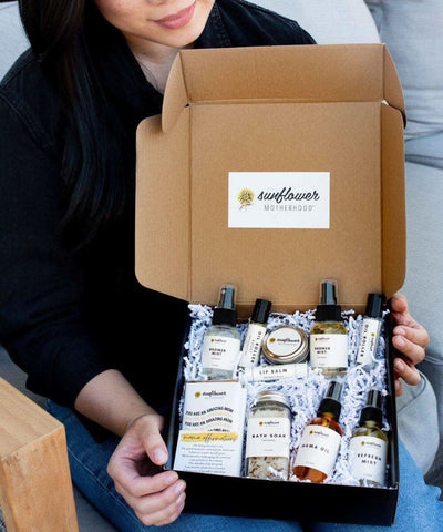 Sunflower Motherhood Deluxe Self Care Gift Box in - Bath & Body Gift Set photo
