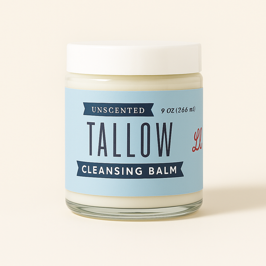 Unscented Tallow Cleansing Balm | Natural Makeup Remover & Deep Moisturizing Cleanser | Grass-Fed Beef Tallow with Castor Oil in 9oz - Body Cream/Lotion photo