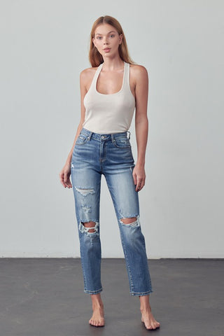 HIGH RISE GIRLFRIEND JEANS in MEDIUM - photo