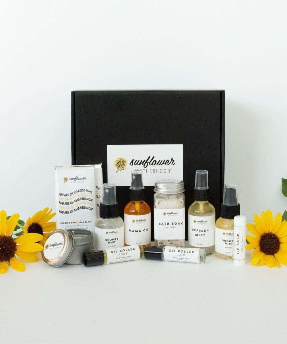 Sunflower Motherhood Deluxe Self Care Gift Box in - Bath & Body Gift Set photo