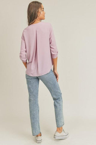 Lush Clothing Tab Sleeve Surplice Top