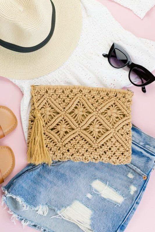 Macrame Tassel Clutch - SwagglyLife Home & Fashion