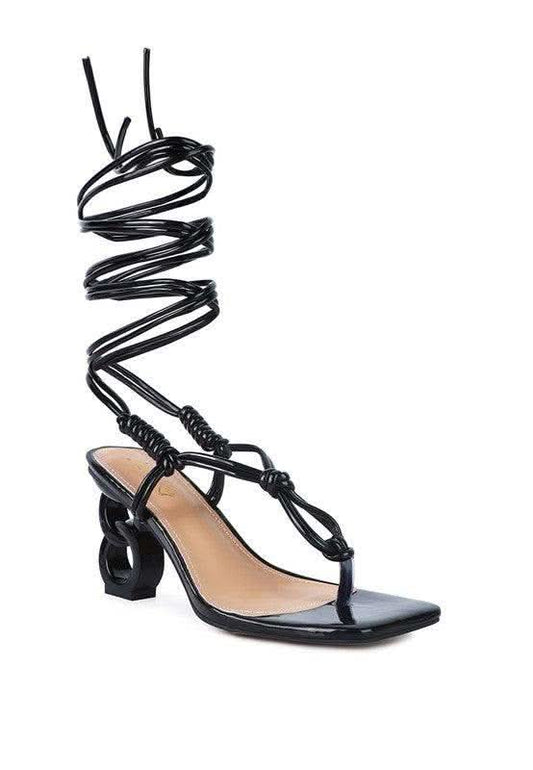 London Rag Cassino Thong Lace Up Chain Heel Sandal in - photo