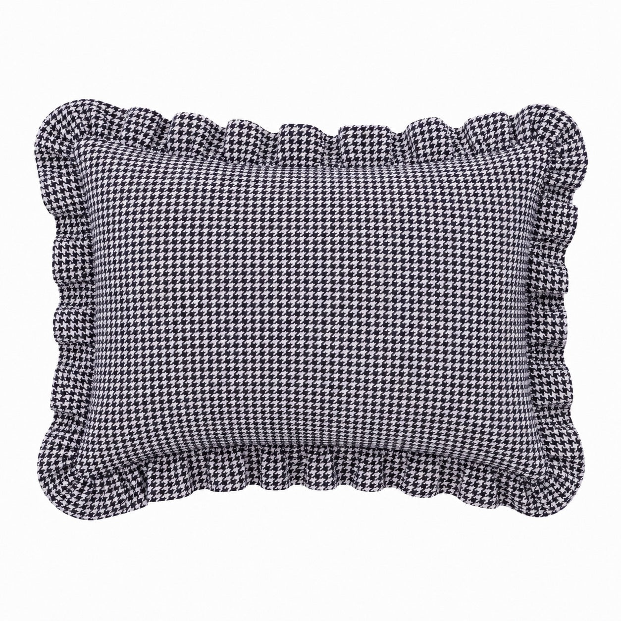 Little Mae & Co. Standard Ruffle Pillow Case Cover - Black White Houndstooth