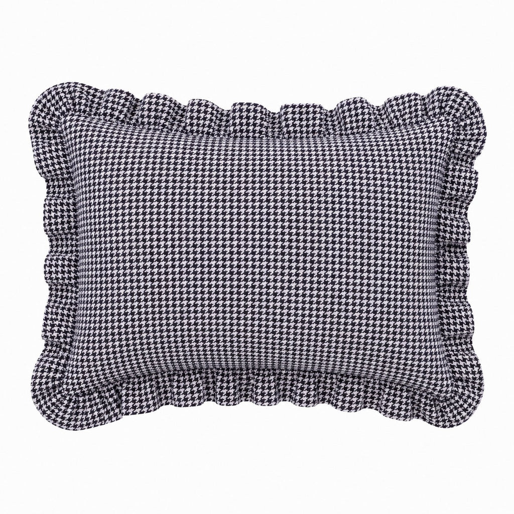 Little Mae & Co. Standard Ruffle Pillow Case Cover - Black White Houndstooth