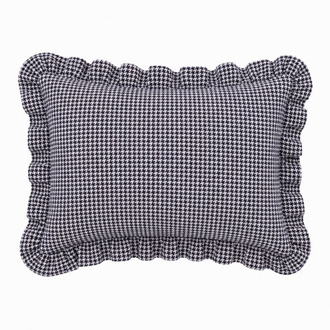 Little Mae & Co. Standard Ruffle Pillow Case Cover - Black White Houndstooth