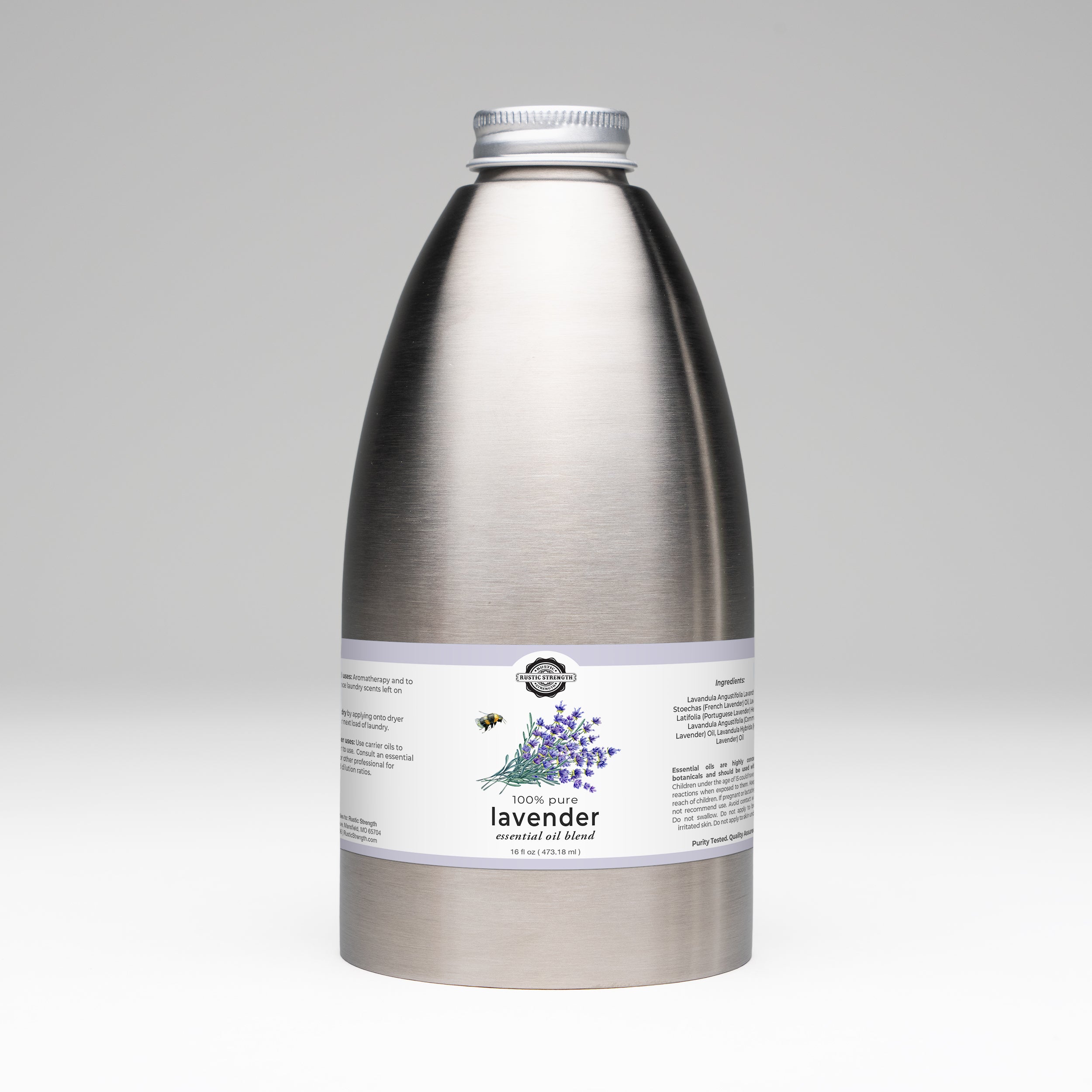 Lavender Essential Oil - 16 oz Stainless Steel Bottle