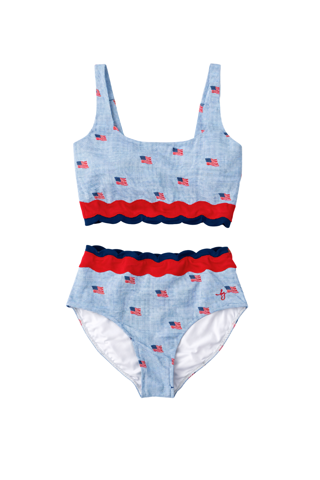 Women's Scalloped High Waisted Bikini - Heritage Flag