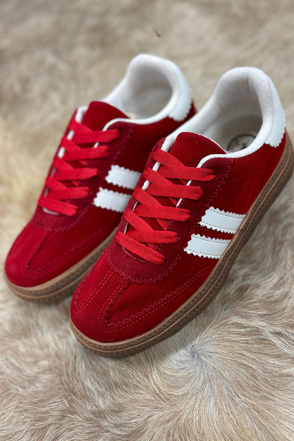 Harper Lace Up Flat Shoes in Fiery Red - Womens Shoes photo