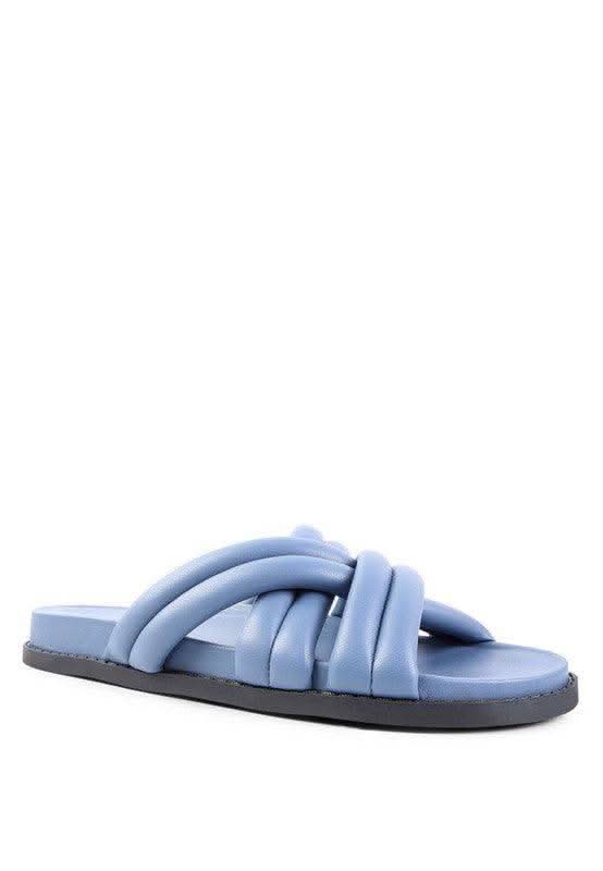 London Rag TORA Quilted Strap Slider Flats, Multiple Colors in Blue - Sandals photo