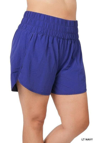 ZENANA PLUS Windbreaker Smocked Waistband Running Shorts - SwagglyLife Home & Fashion