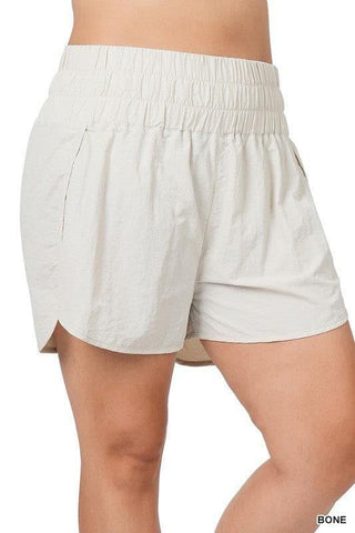 ZENANA PLUS Windbreaker Smocked Waistband Running Shorts - SwagglyLife Home & Fashion