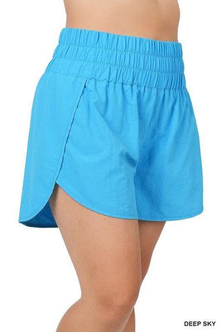 ZENANA PLUS Windbreaker Smocked Waistband Running Shorts - SwagglyLife Home & Fashion