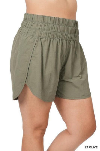 ZENANA PLUS Windbreaker Smocked Waistband Running Shorts - SwagglyLife Home & Fashion
